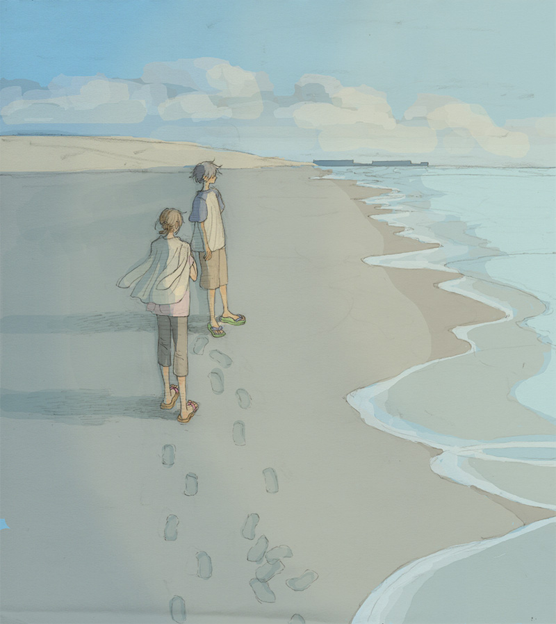 早朝の浜辺